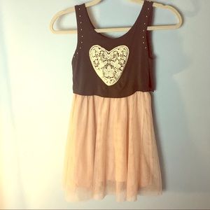 H&M grey and blush pink dress, lace studded cute